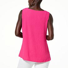 "As Is" Nina Leonard Pebbled Knit Tank Top with Embroidery