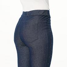 "As Is" Nina Leonard Rhinestone Slim Leg Pant