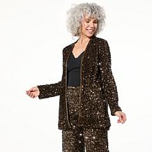 "As Is" Nina Leonard Sequin Blazer with Pockets