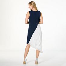 "As Is" Nina Leonard Sleeveless Dress with Pleated Detail