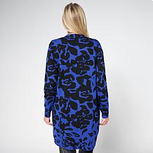 "As Is" Nina Leonard Sweater Knit Jacquard Long Cardigan