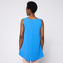 "As Is" Nina Leonard Textured Wave Top with Face Placement Print