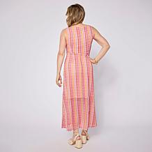 "As Is" Nina Leonard V-Neck Sleeveless Novelty Knit Maxi Dress