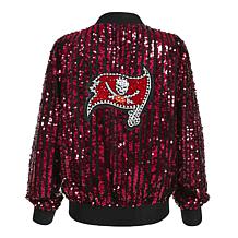"As Is" Officially Licensed NFL Women's Sequin Jacket by Cuce - Bucs