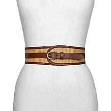 "As Is" Patricia Nash Aude Woven Straw and Leather Belt