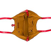 "As Is" Patricia Nash Christina Woven Straw and Leather Satchel