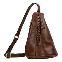 "As Is" Patricia Nash IVA Nell Leather Sling with Braided Detail
