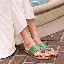 "As Is" Patricia Nash Niki Leather Compass Medallion Sandal