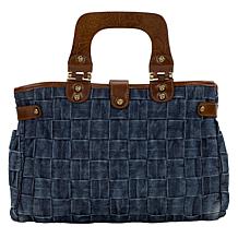 "As Is" Patricia Nash Sansia Woven Straw Satchel - Denim