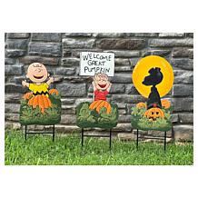 "As Is" Peanuts Set of 3 Garden Stakes
