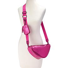 "As Is" Phluid Metallic Logo-Embossed Triangular Crossbody Bag
