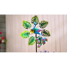 "As Is" Plow and Hearth 43" Tropical Leaves Wind Spinner
