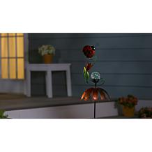 "As Is" Plow and Hearth 48" Lit Solar Wind Spinner with Crackle Ball