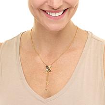 "As Is" Rarities 3/4ctw Diamond Dbl Helix Crisscross Lariat Necklace