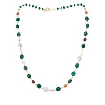 "As Is" Rarities Amazonite Cultured Pearl & Moonstne Gold-Plted Ncklce