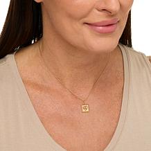 "As Is" Rarities Gold-Plated Pavé Diamond Talisman Pendant with Chain