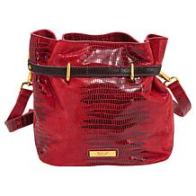 "As Is" Sharif Legacy 100% Leather Printed Lizard Bucket Bag