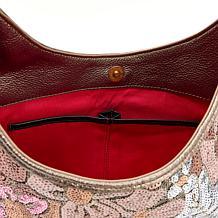 "As Is" Sharif Legacy 3D Sculpted Horn Handle Sequined Leather-Trim...