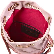 "As Is" Sharif Legacy Colorful Leather Flower Pot Drawstring Crossb...