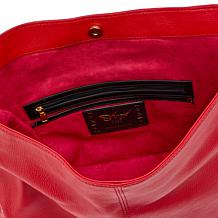 "As Is" Sharif Legacy Cougar Eyelet Pebble Leather Fringe Hobo