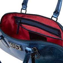 "As Is" Sharif Legacy Croc Leather Satchel with Keychain