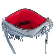 "As Is" Sharif Legacy Croco-Embossed Suede Fringe Crossbody