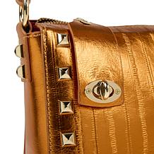 "As Is" Sharif Legacy Eel Skin Leather Rocketed Top Zip Crossbody