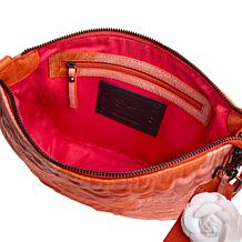 "As Is" Sharif Legacy Marbleized Quilted Leather Rose Crossbody