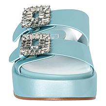 "As Is" SHUSHOP LOLA Flatform 2-Band Sandal with Crystal Detail