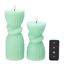 "As Is" South Street Loft Set of 2 Wax Flameless Knot LED Candles 