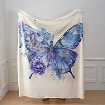 "As Is" SouthStreet Loft Floral Garden Butterfly Printed Throw