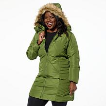 "As Is" Sporto® Daisy Water-Resistant Quilted Long Coat with Remova...