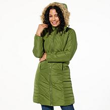 "As Is" Sporto® Daisy Water-Resistant Quilted Long Coat with Remova...