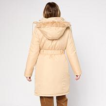 "As Is" Sporto® Melody Quilted Detachable Hood Long Coat