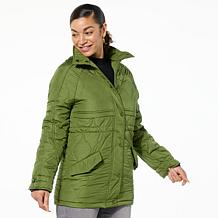 "As Is" Sporto® Rose Quilted Water-Resistant Anorak Coat