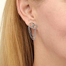"As Is" Stately Steel Crystal Knot Layered Chain Earrings