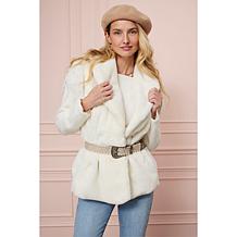 "As Is" Tower Hill by Christie Brinkley Belted Faux Fur Vest