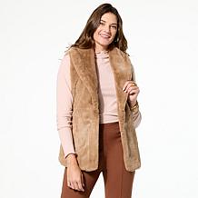 "As Is" Tower Hill by Christie Brinkley Belted Faux Fur Vest