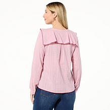"As Is" Tower Hill by Christie Brinkley Ruffle Front Blouse