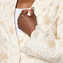 "As Is" TowerHill by Christie Brinkley Embroidered Novelty Blazer
