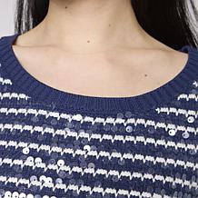 "As Is" TowerHill by Christie Brinkley Sweater Tee with Sequins