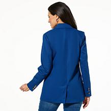 "As Is" TWRHLL by Christie Brinkley Double-Breasted Relaxed Blazer