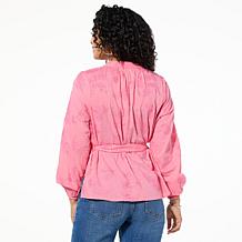 "As Is" TWRHLL by Christie Brinkley Tie-Waist Blouse