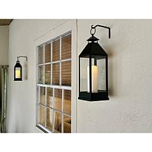 "As Is" Unmatched 2-piece Set Flameless Lanterns with Holiday Bows