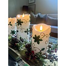"As Is" Unmatched 3D Flame Holly Candles - Set of 3