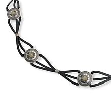 "As Is" Vince Camuto Leather Cord Laced Resin Stone Concho Belt