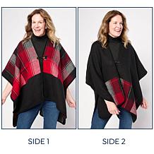 "As Is" Vince Camuto Reversible Woven Plaid Topper