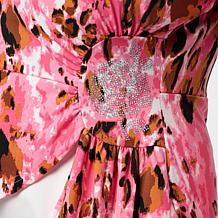 "As Is" Vivica A. Fox Collection Long-Sleeve Notched Collar Peplum Top