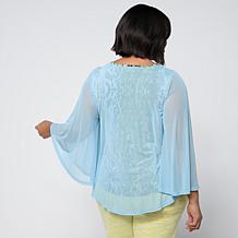 "As Is" Vivica A. Fox Collection Overlay Mesh Flutter-Sleeve Top