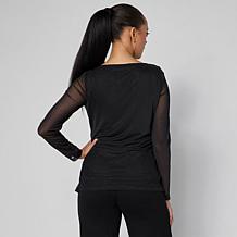 "As Is" Vivica A. Fox Collection Rhinestone Mesh Knit Shirt